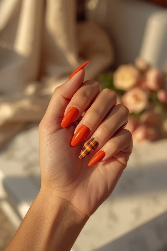 pumpkin-and-plaid-nails