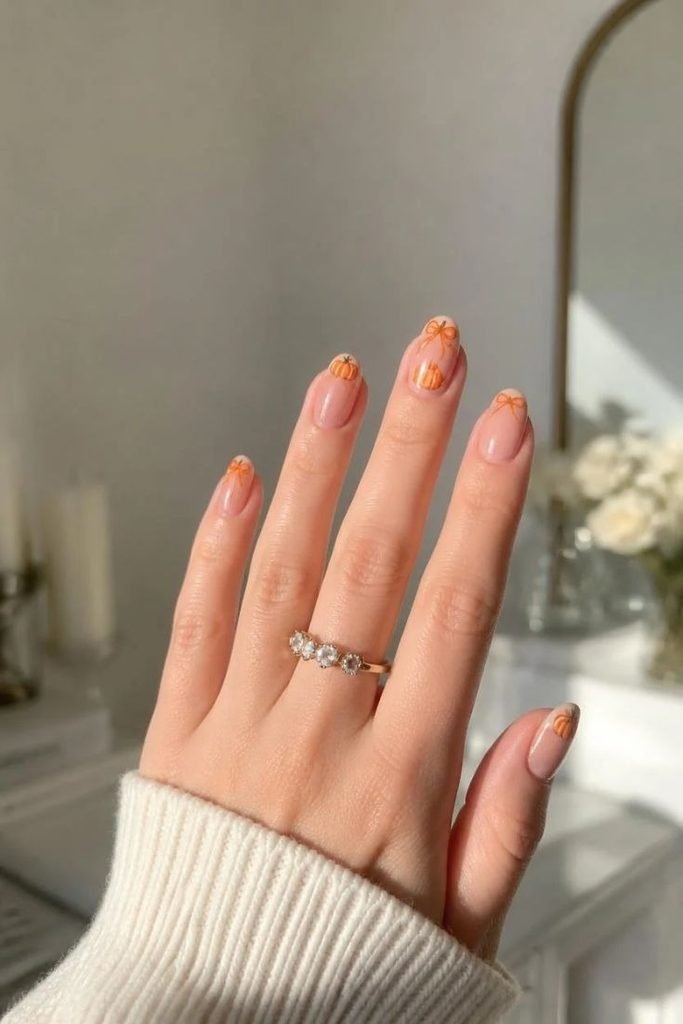 minimal-pumpkin-nail-art