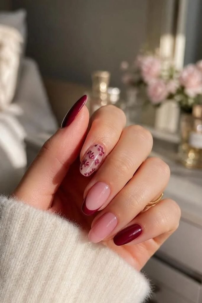 burgundy-and-pink-nails