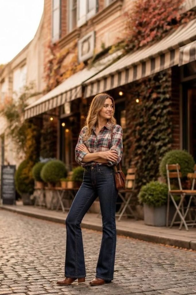 plaid-shirt-with-dark-denim