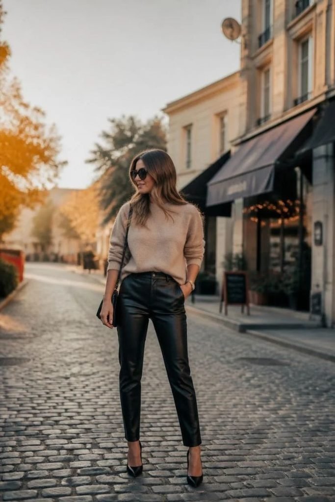 leather-trousers-with-a-soft-sweater