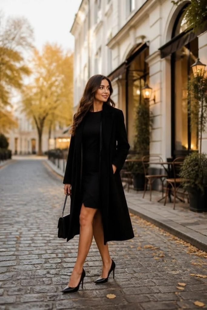 little-black-dress-with-a-wool-coat