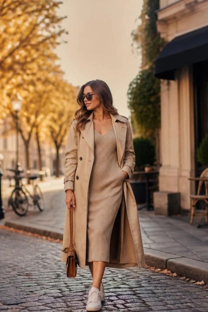 trench-coat-with-a-neutral-knit-dress