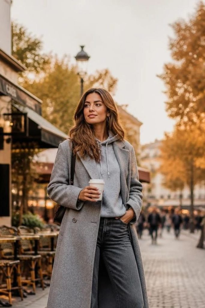 gray-hoodie-with-a-long-wool-coat