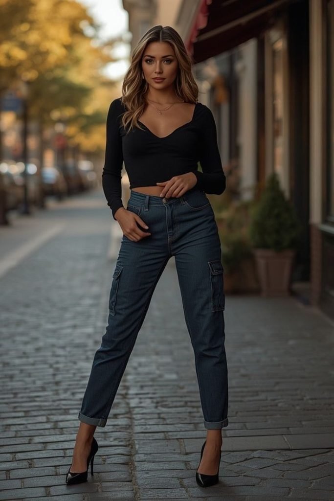black-bodysuit-with-cargo-jeans