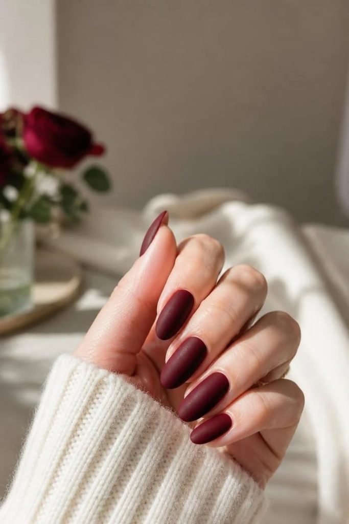 matte-burgundy-nails