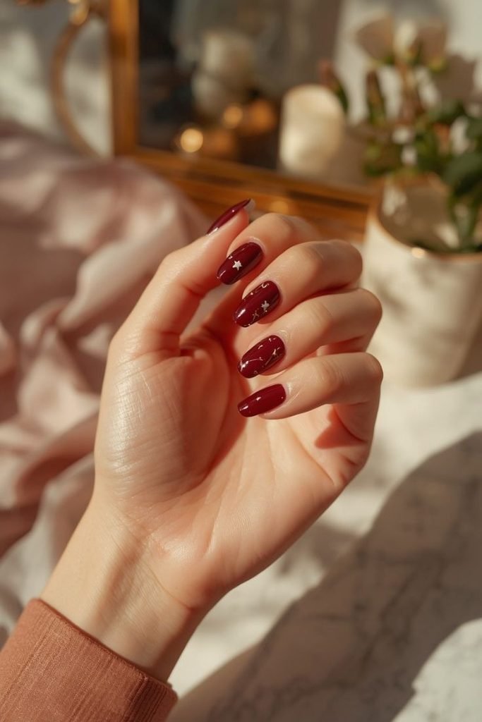 burgundy-star-nail-art