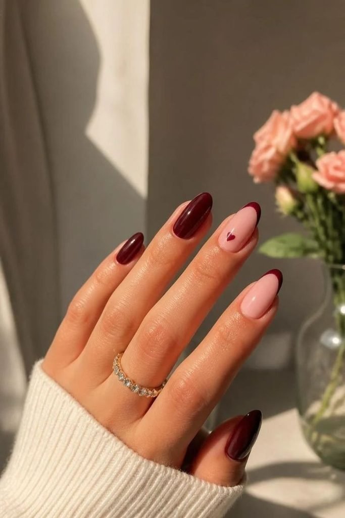 burgundy-and-blush-pink-nails