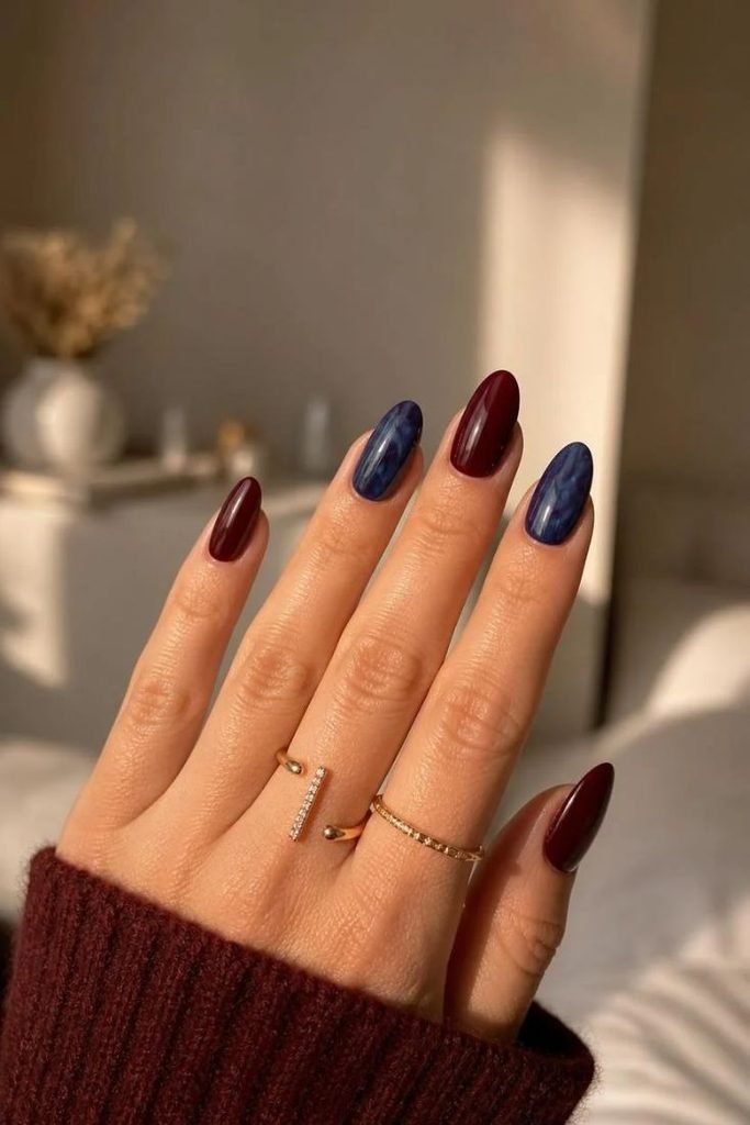 burgundy-and-cobalt-blue-nails