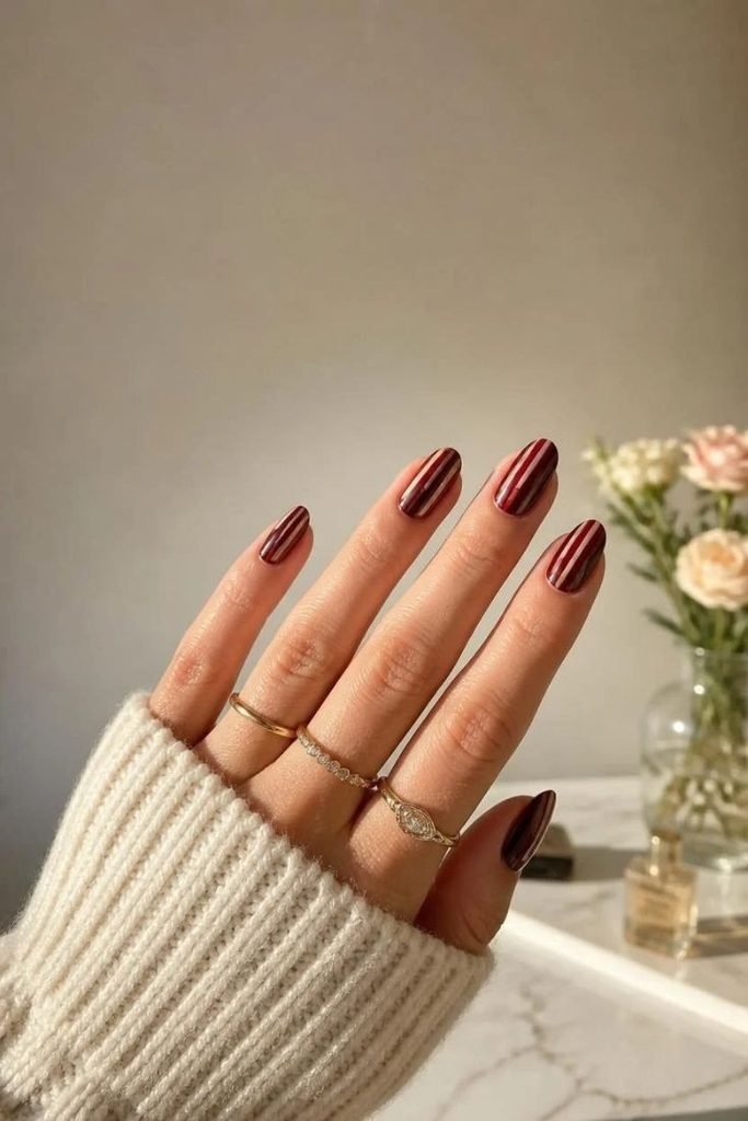burgundy-striped-nails