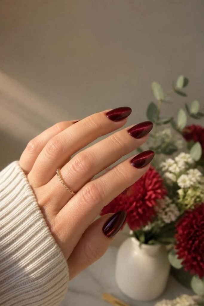 burgundy-shimmer-nails