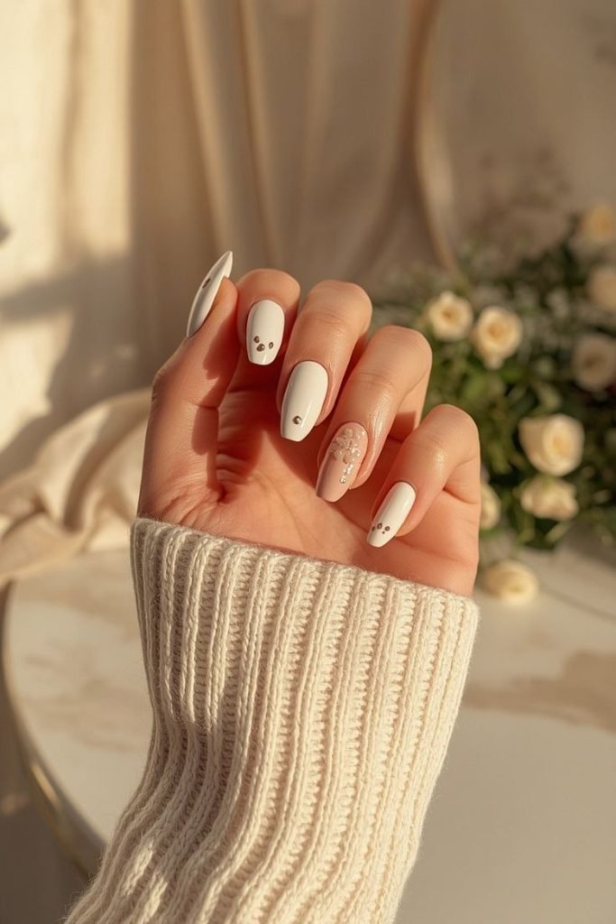 27 Best Fall Sweater Nail Designs 2026: Cozy, Chic & Trendy Knit-Inspired Manicures white-and-nude-sweater-nails