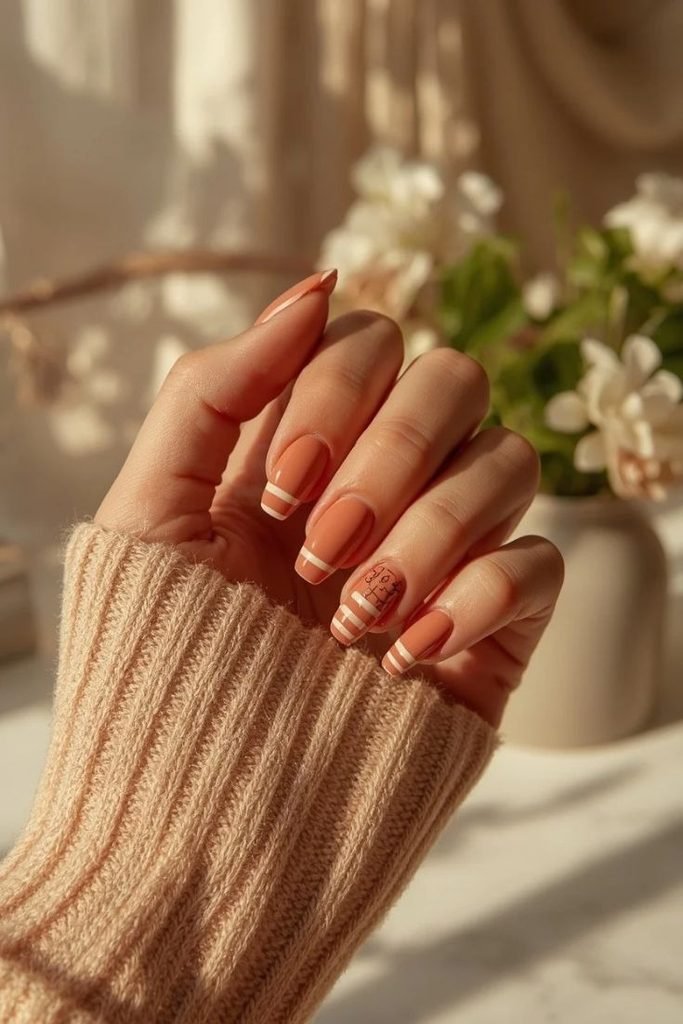 27 Best Fall Sweater Nail Designs 2026: Cozy, Chic & Trendy Knit-Inspired Manicures striped-sweater-nail-designs