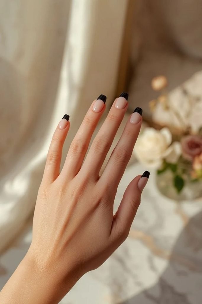 black-french-tip-nails