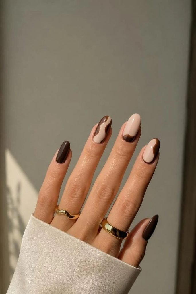 dark-brown-and-cream-nails