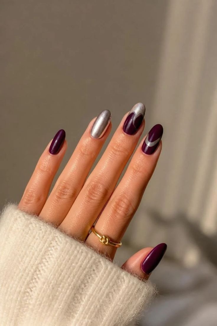 dark-plum-and-silver-nails