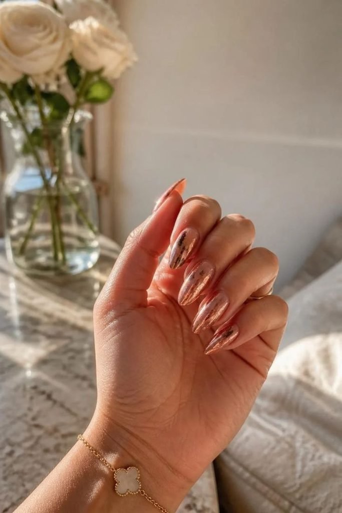 metallic-copper-leaf-nails