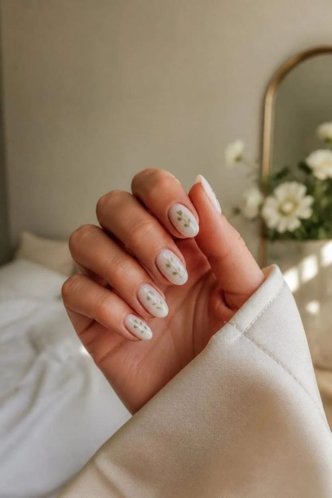 tiny-leaf-nails-on-a-milky-white-base