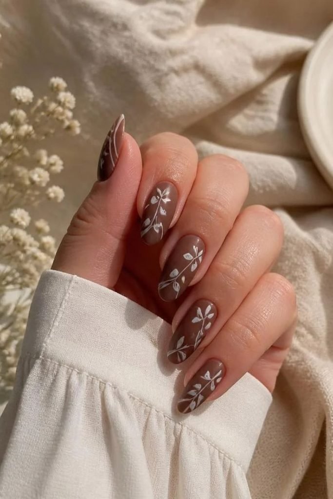 matte-brown-leaf-nails