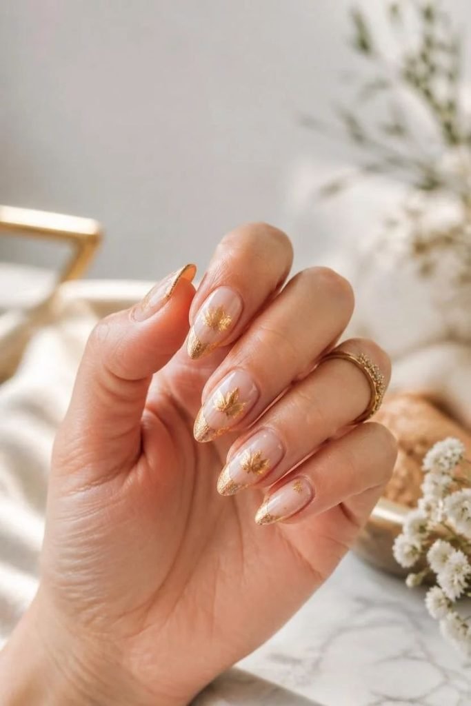 golden-maple-leaf-accent-nails