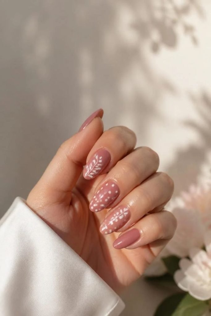 leaf-and-polka-dot-nails